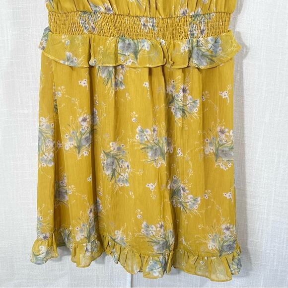 Gilli‎ NWT Floral Ruffle Hem Lined Smocked Waist Flutter Sleeve Dress Sz M - Picture 8 of 11